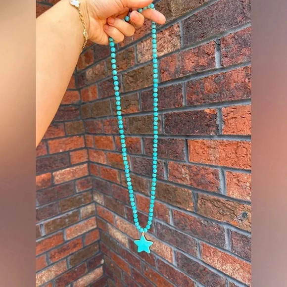 Turquoise Star Natural Stone Beads Bohemian Western Necklace - Picture 9 of 9